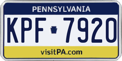 PA license plate KPF7920
