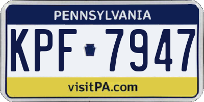 PA license plate KPF7947