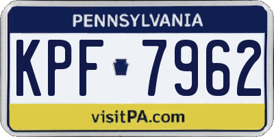 PA license plate KPF7962