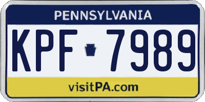 PA license plate KPF7989