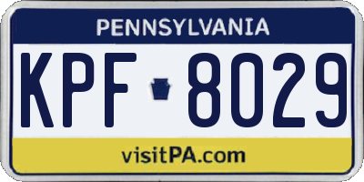 PA license plate KPF8029
