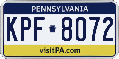 PA license plate KPF8072
