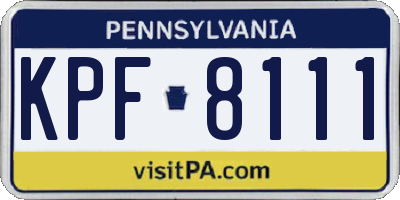 PA license plate KPF8111