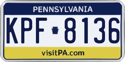 PA license plate KPF8136
