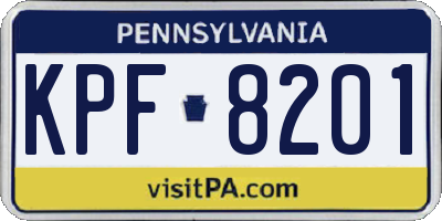 PA license plate KPF8201
