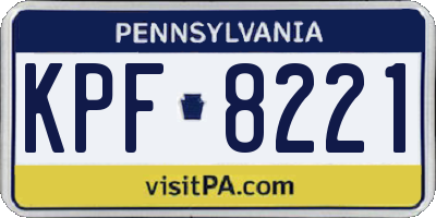 PA license plate KPF8221