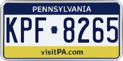 PA license plate KPF8265
