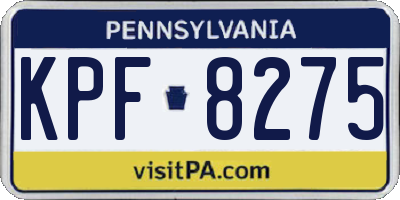 PA license plate KPF8275