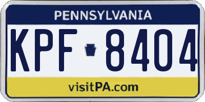 PA license plate KPF8404