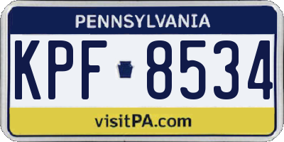 PA license plate KPF8534