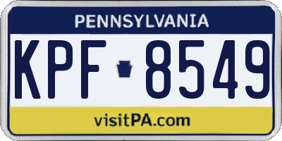 PA license plate KPF8549