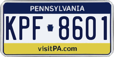PA license plate KPF8601