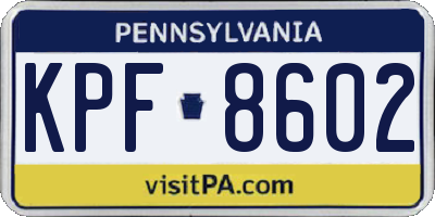 PA license plate KPF8602