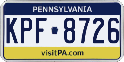 PA license plate KPF8726