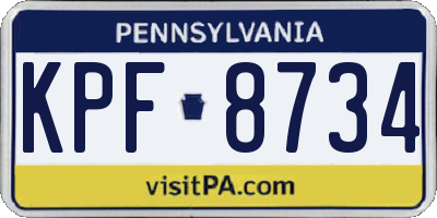 PA license plate KPF8734