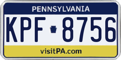 PA license plate KPF8756
