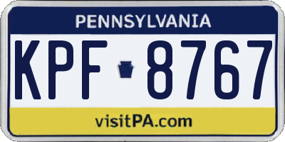 PA license plate KPF8767
