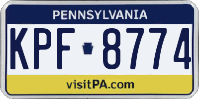 PA license plate KPF8774