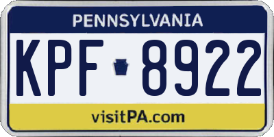 PA license plate KPF8922