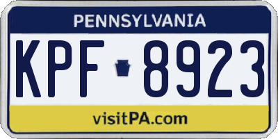 PA license plate KPF8923