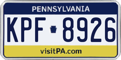 PA license plate KPF8926
