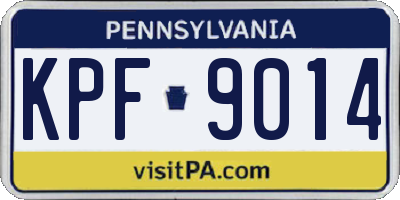 PA license plate KPF9014