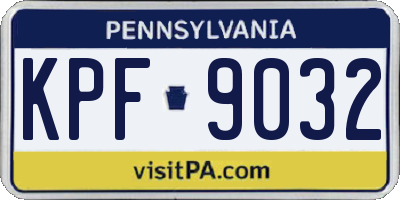 PA license plate KPF9032