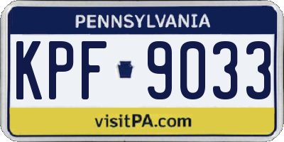 PA license plate KPF9033