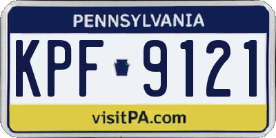 PA license plate KPF9121