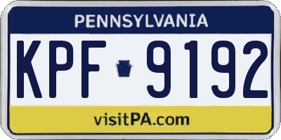 PA license plate KPF9192