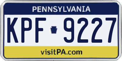 PA license plate KPF9227