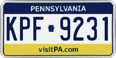 PA license plate KPF9231