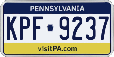 PA license plate KPF9237