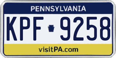 PA license plate KPF9258