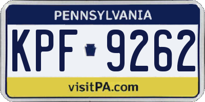 PA license plate KPF9262