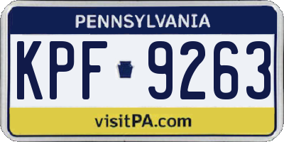 PA license plate KPF9263
