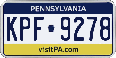PA license plate KPF9278