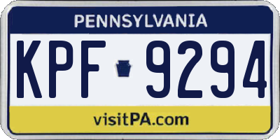 PA license plate KPF9294