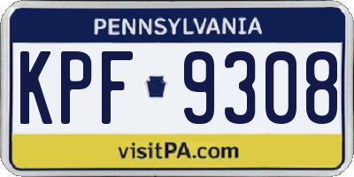 PA license plate KPF9308