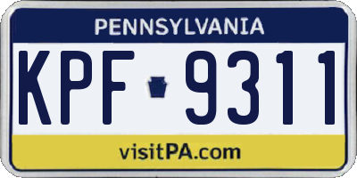 PA license plate KPF9311