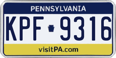 PA license plate KPF9316