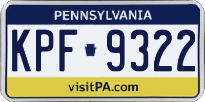 PA license plate KPF9322