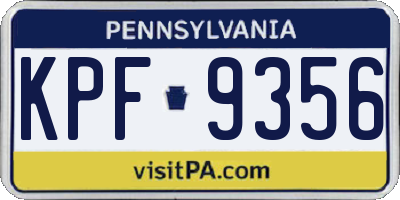 PA license plate KPF9356