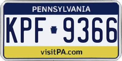 PA license plate KPF9366