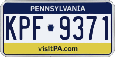 PA license plate KPF9371
