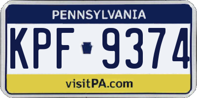 PA license plate KPF9374