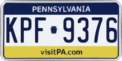 PA license plate KPF9376