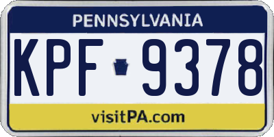 PA license plate KPF9378