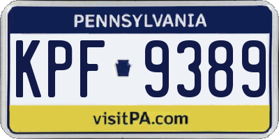 PA license plate KPF9389