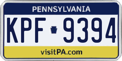 PA license plate KPF9394